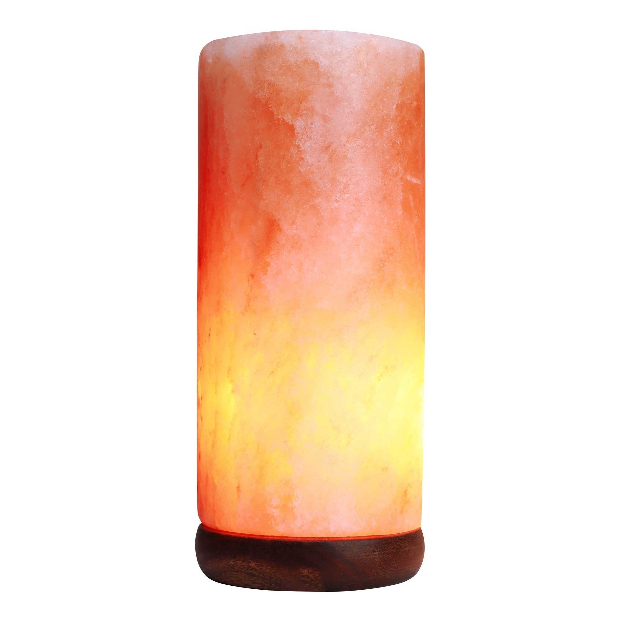 12v 12w Cylinder Himalayan Pink Salt Lamp Carved Rock Crystal Light Bulb On/off - by Stevie Buoy