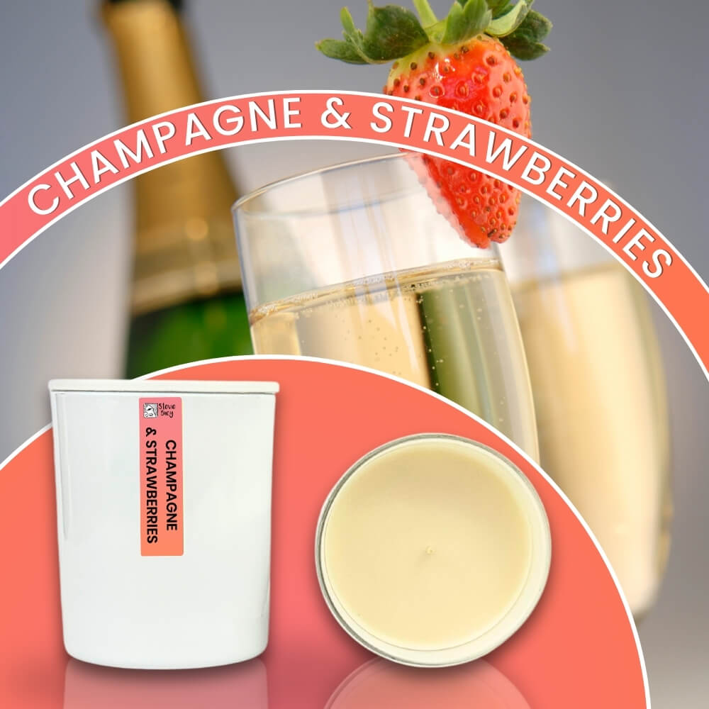 Champagne & Strawberries Scented Cocosoy Candles - Large by Stevie Buoy