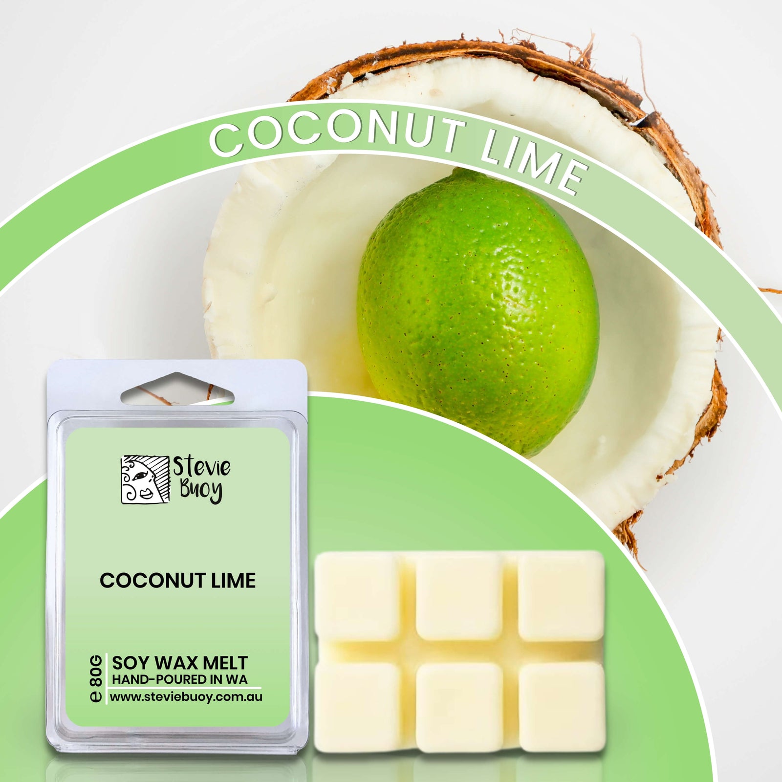 Coconut Lime Clamshell Wax Melts - by Stevie Buoy