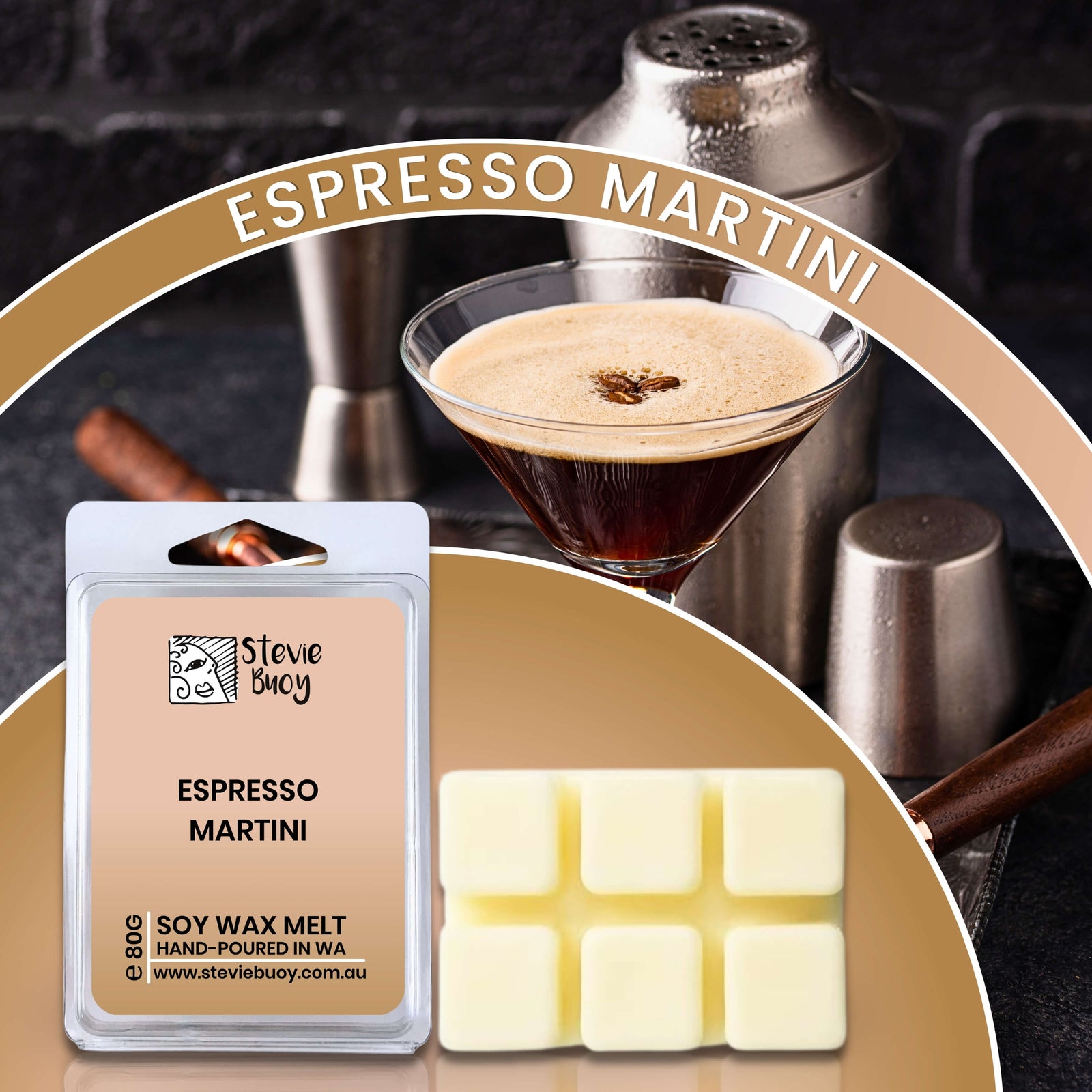 Espresso Martini Clamshell Wax Melts - by Stevie Buoy