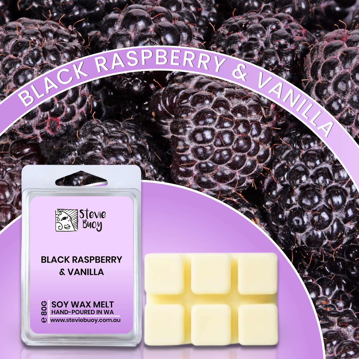 Black Raspberry &amp; Vanilla Clamshell Wax Melts - by Stevie Buoy