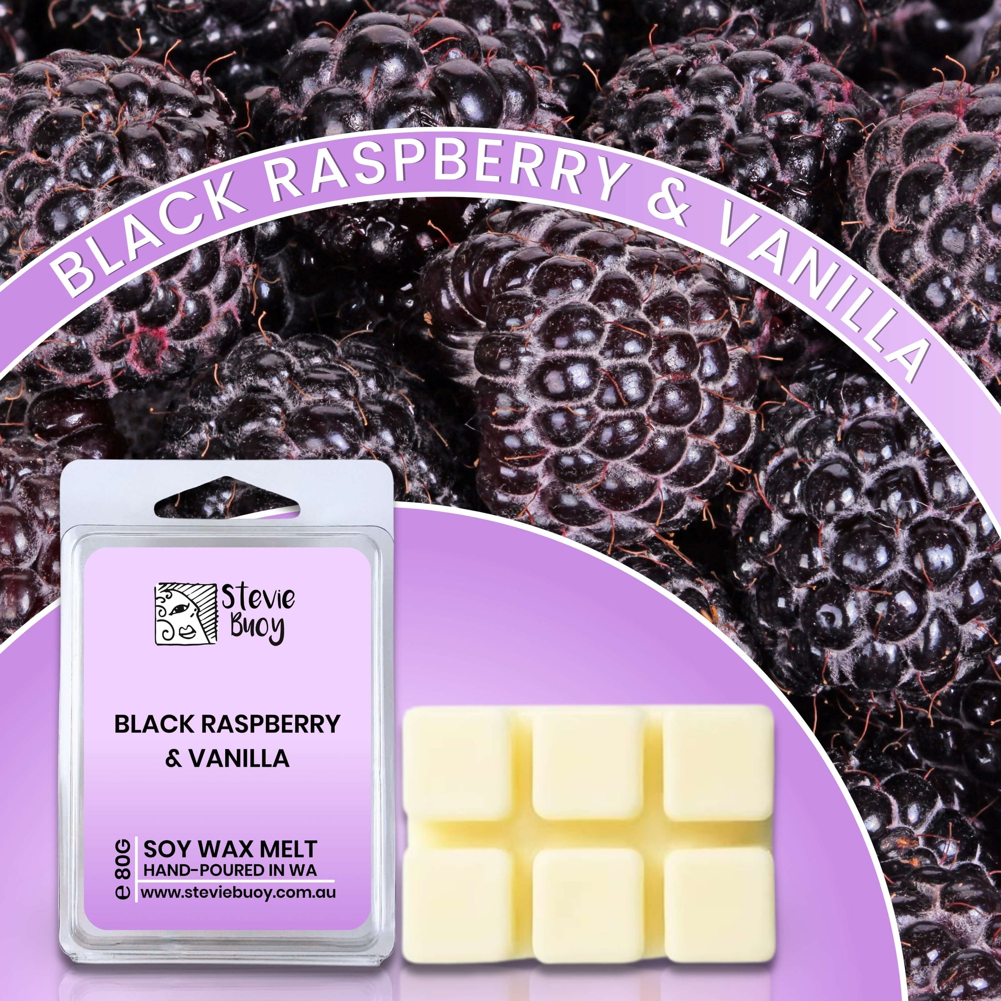 Black Raspberry & Vanilla Clamshell Wax Melts - by Stevie Buoy