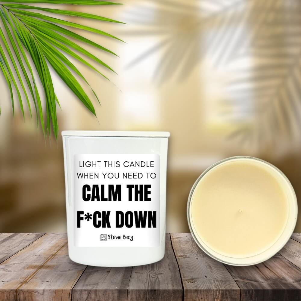 Calm Down Naughty Candle - Medium by Stevie Buoy