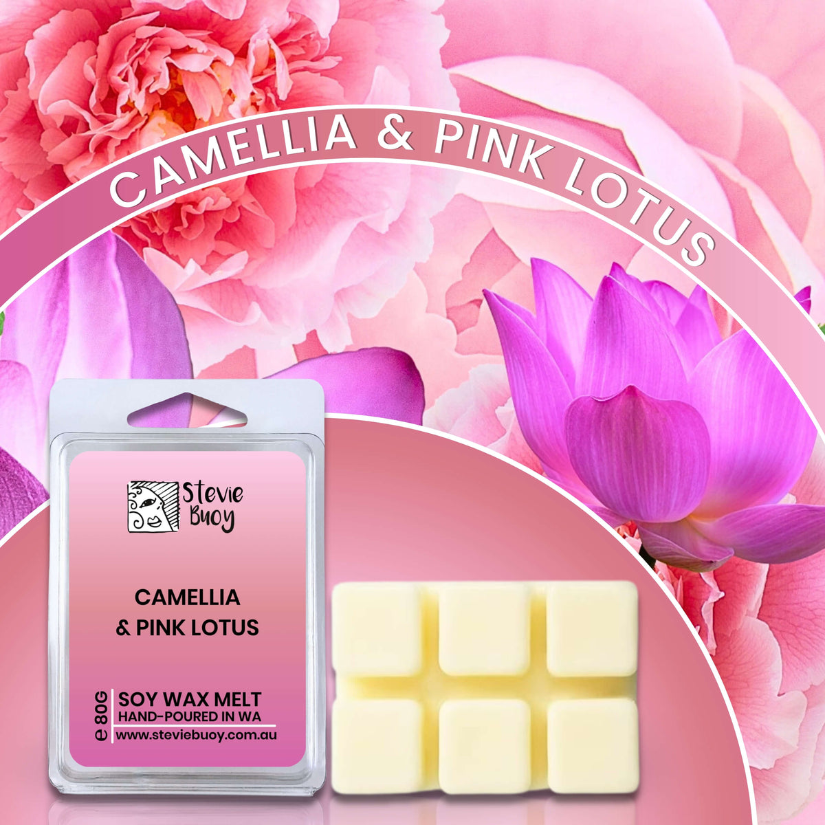 Camellia &amp; Pink Lotus Clamshell Wax Melts - by Stevie Buoy