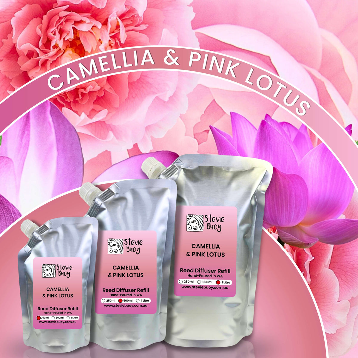 Camellia &amp; Pink Lotus Reed Diffuser Refill - by Stevie Buoy