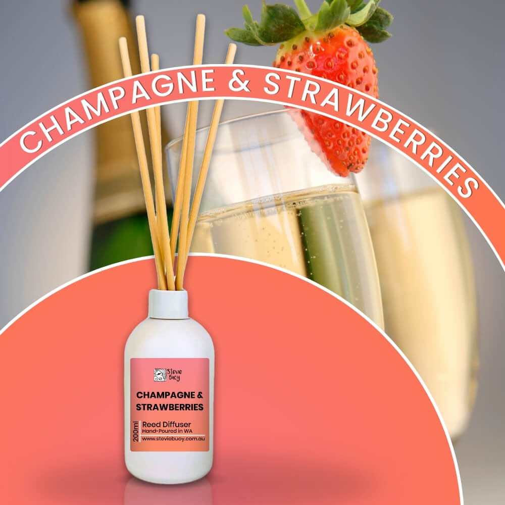 Champagne &amp; Strawberries Reed Diffuser - 200ml by Stevie Buoy