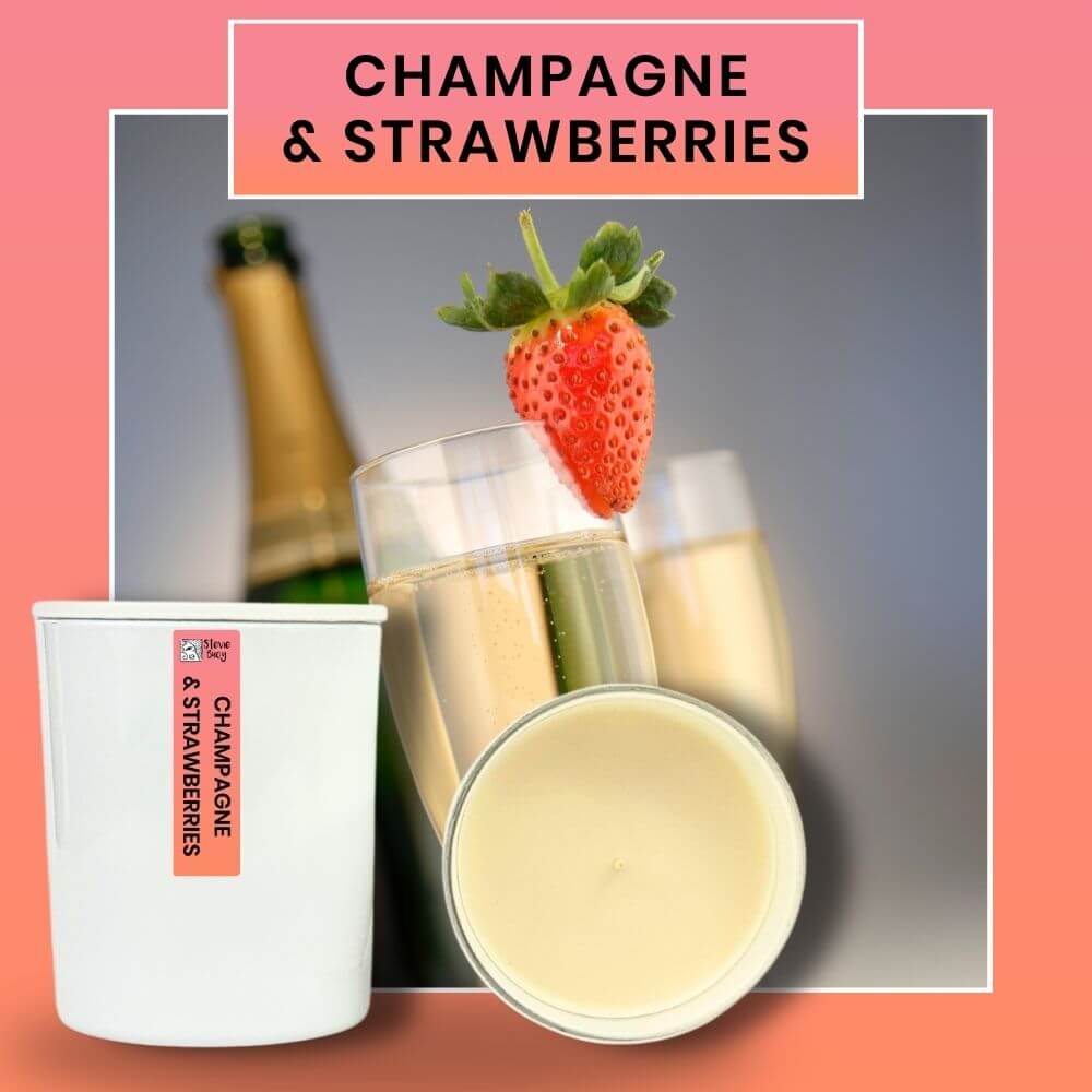 Champagne & Strawberries Scented Cocosoy Candles - Large by Stevie Buoy