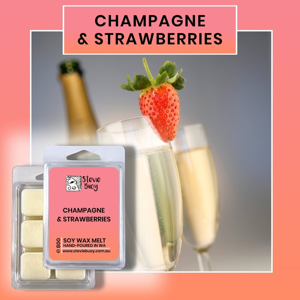 Clamshell Wax Melts - Champagne & Strawberries by Stevie Buoy ?? Shop now!!