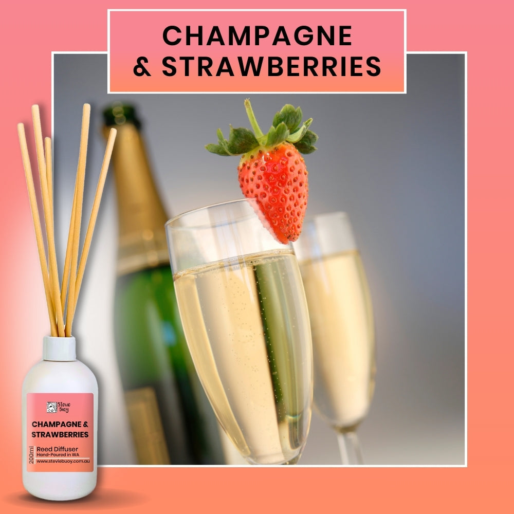 Classic Reed Diffuser - Champagne & Strawberries / 200ml by Stevie Buoy ?? Shop now!!