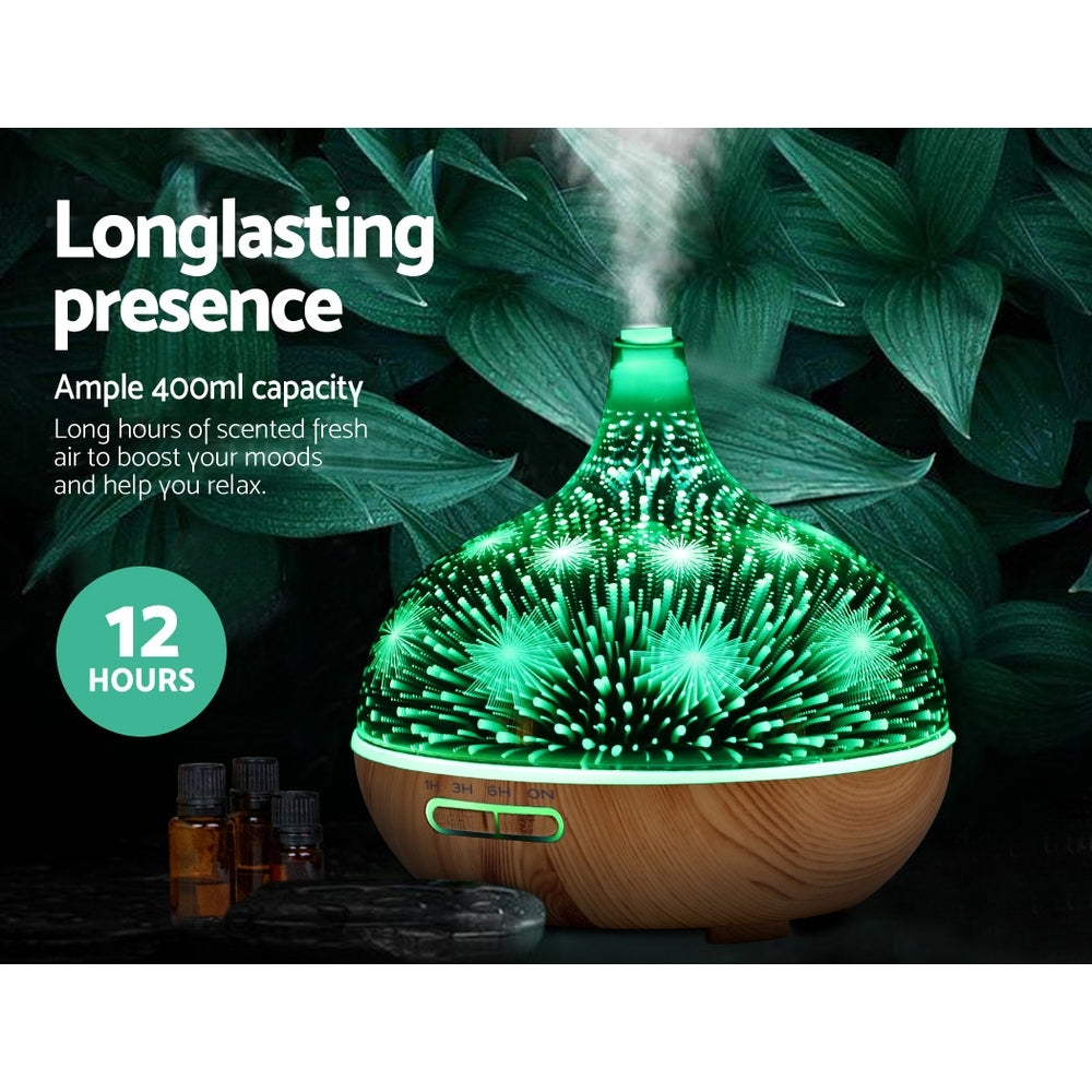 Devanti Aroma Diffuser Aromatherapy 3d Glass 400ml - by Stevie Buoy