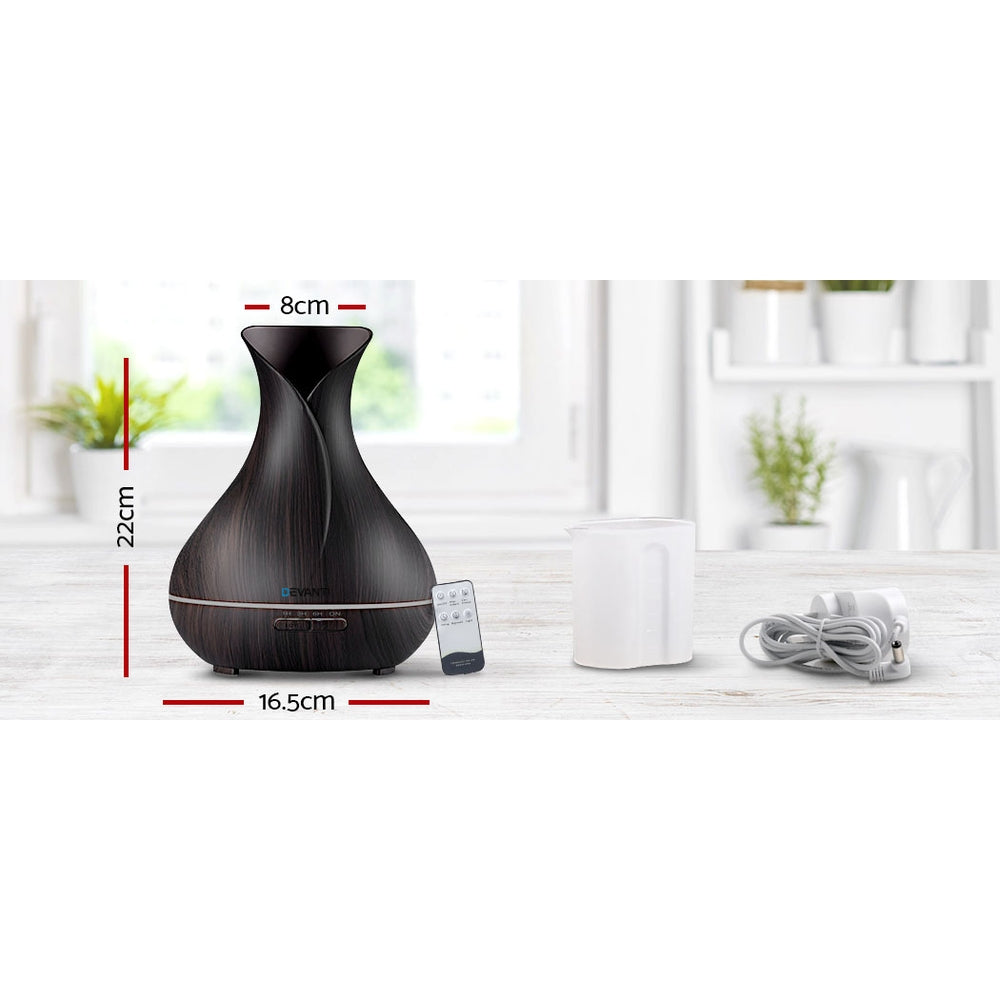 Devanti Aroma Diffuser Aromatherapy Dark Wood 400ml - by Stevie Buoy