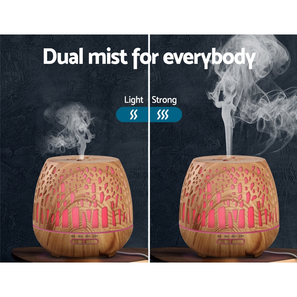 Devanti Aroma Diffuser Aromatherapy Wood Grain 400ml - by Stevie Buoy