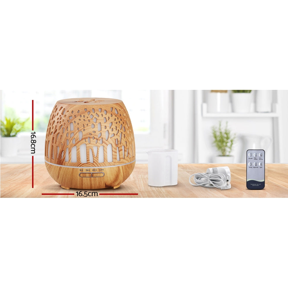 Devanti Aroma Diffuser Aromatherapy Wood Grain 400ml - by Stevie Buoy