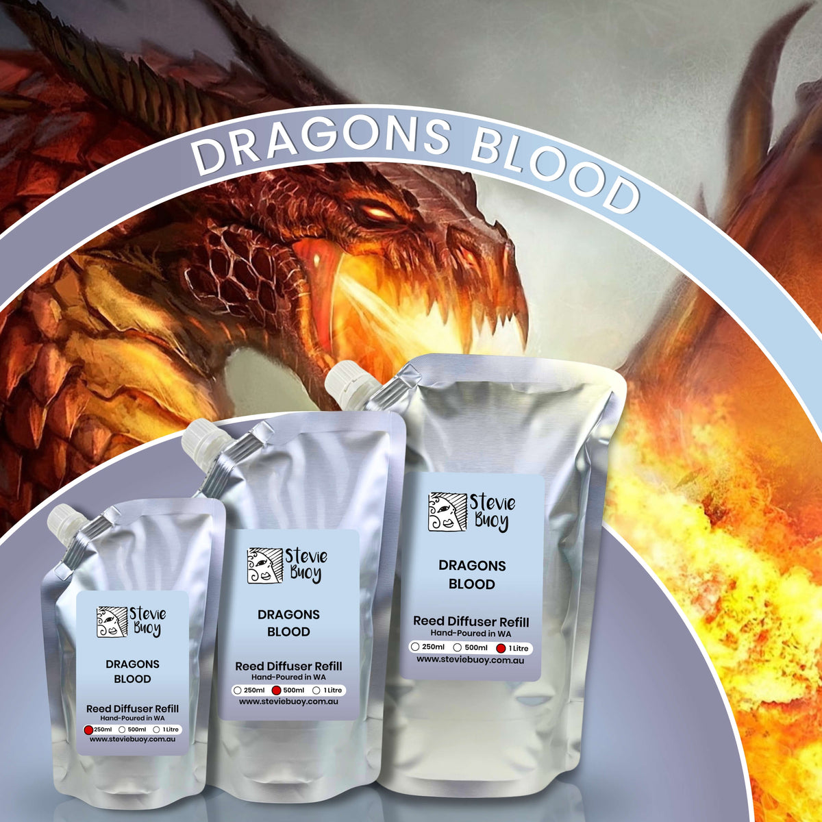 Dragons Blood Reed Diffuser Refill - by Stevie Buoy