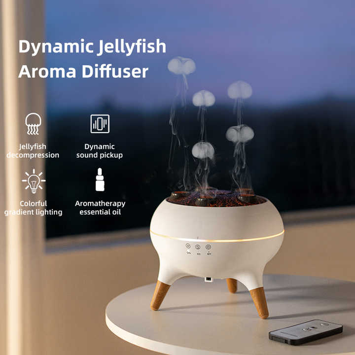 Dynamic Jellyfish Aroma Diffuser with Timer Ambient Lighting and Adjustable Mist Modes - by Stevie Buoy