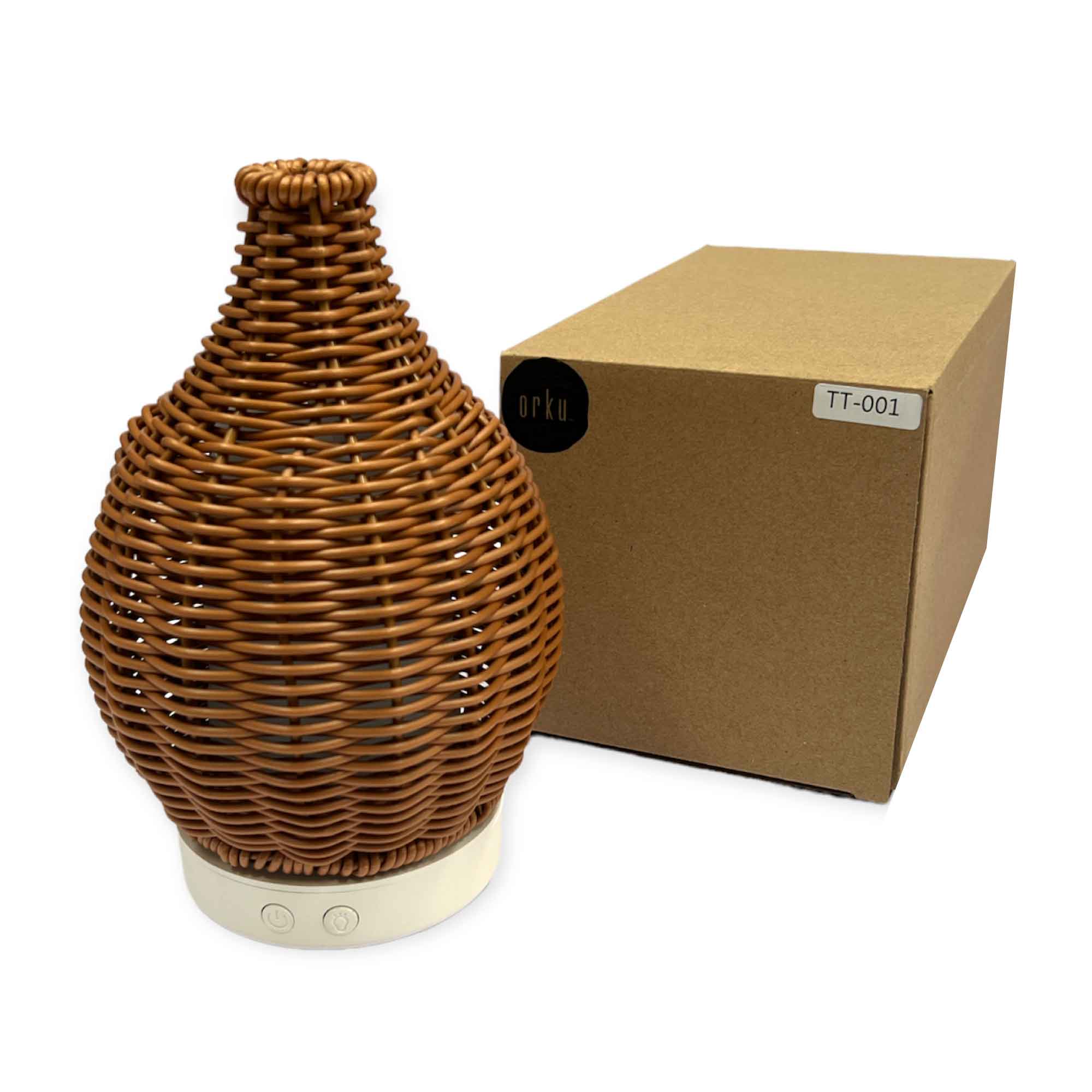 Essential Oil Aroma Diffuser and Remote - 100ml Rattan Woven Mist Humidifier - by Stevie Buoy