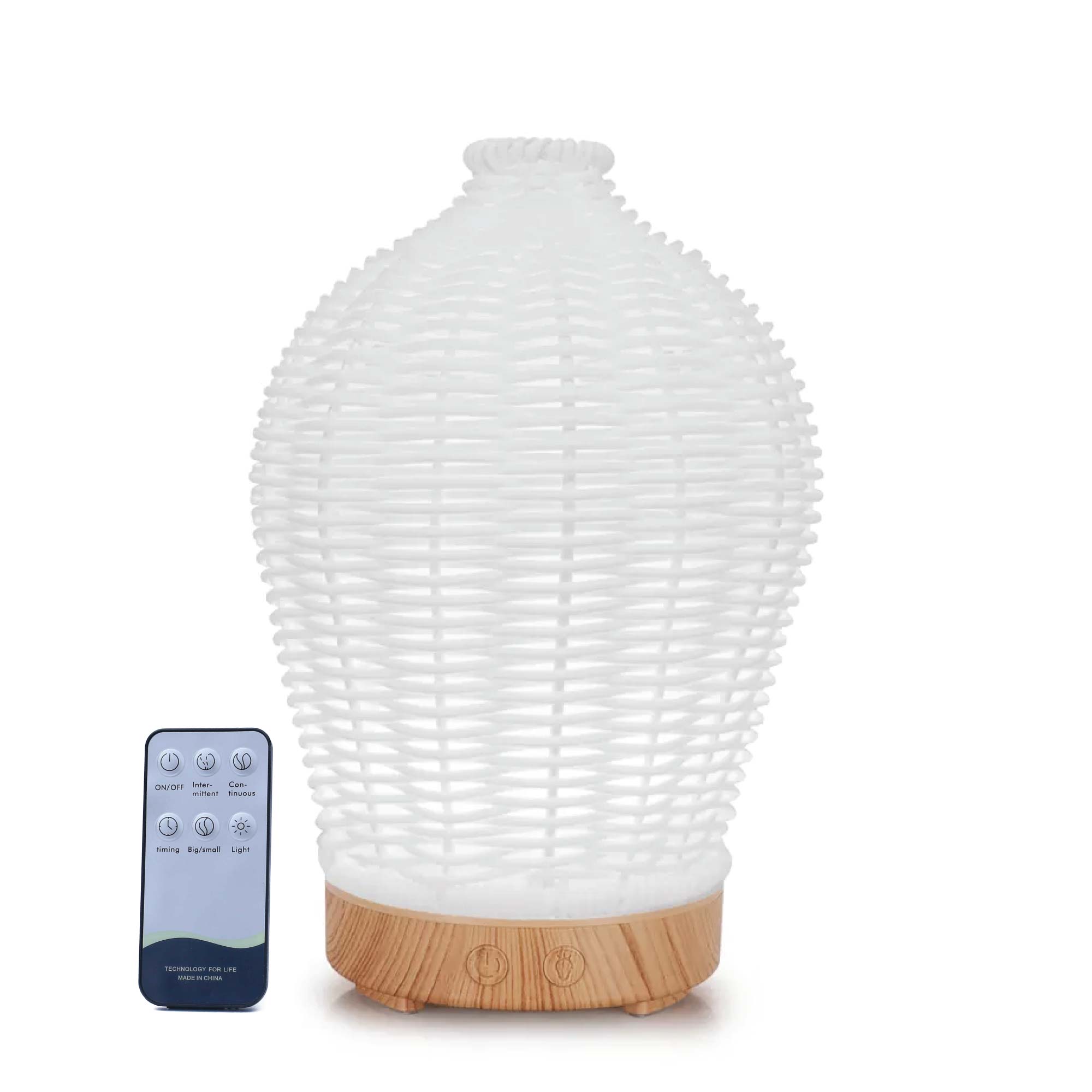 Essential Oil Aroma Diffuser and Remote - 100ml Rattan White Mist Humidifier - by Stevie Buoy