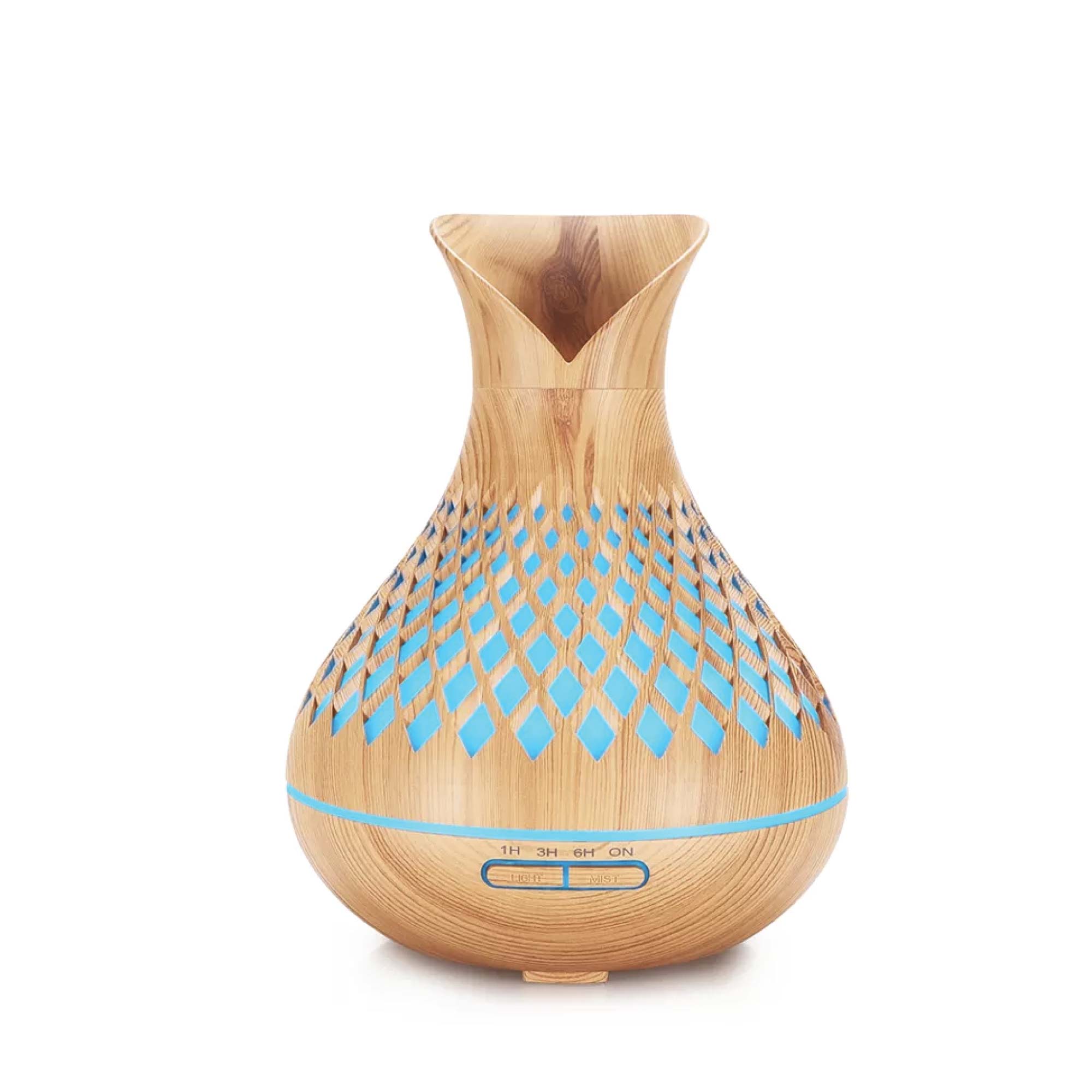 Essential Oil Aroma Diffuser and Remote - 500ml Vase Tulip Wood Mist Humidifier - by Stevie Buoy