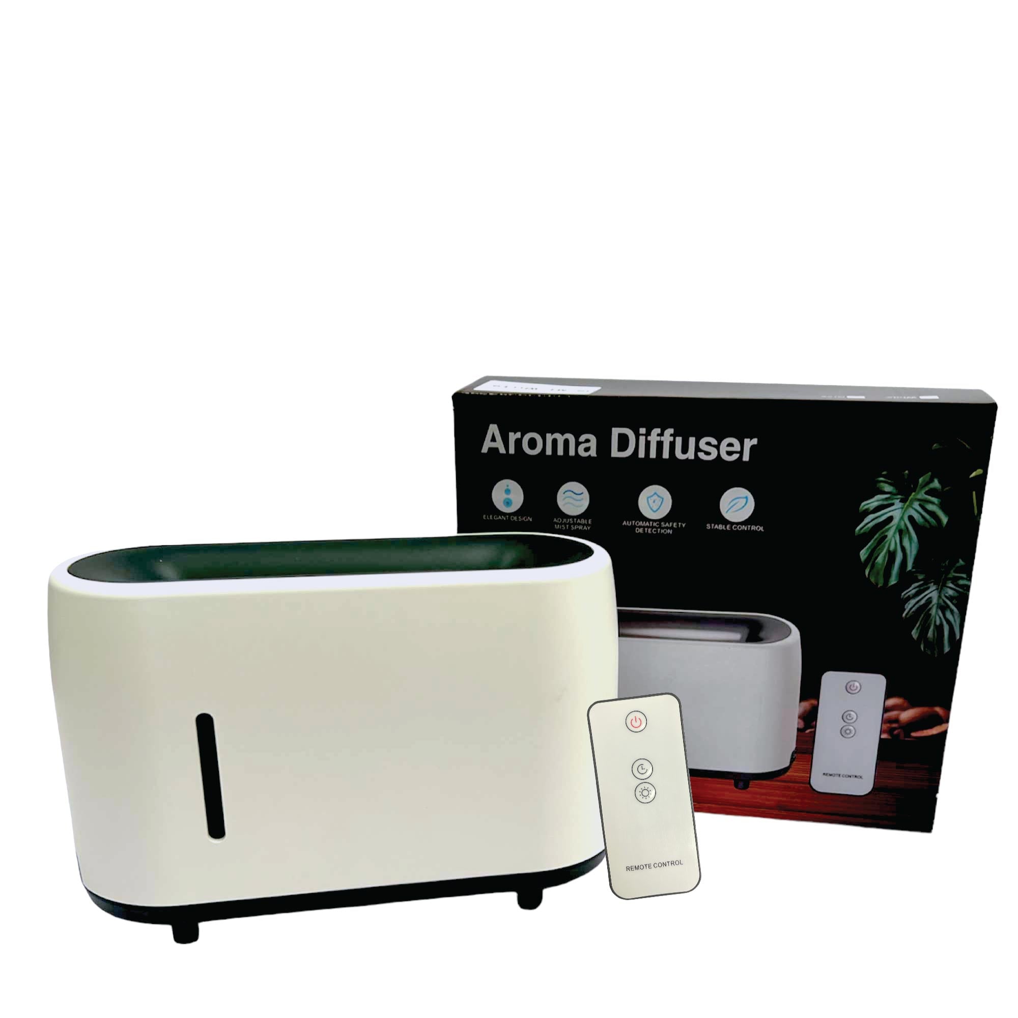 Essential Oil Aroma Diffuser and Remote - White 240ml Flame Fire Style Air Humidifier - by Stevie Buoy