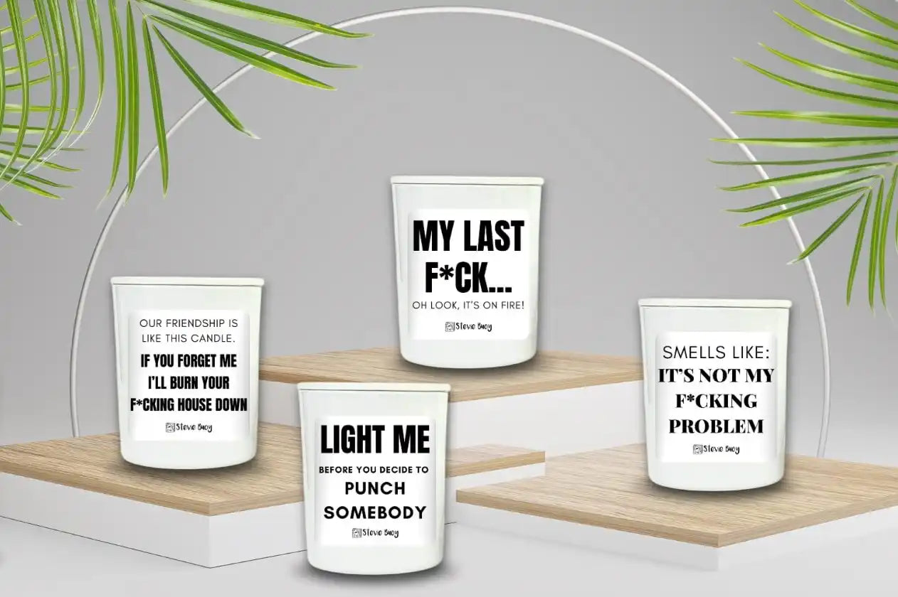 Humorous candle collection.