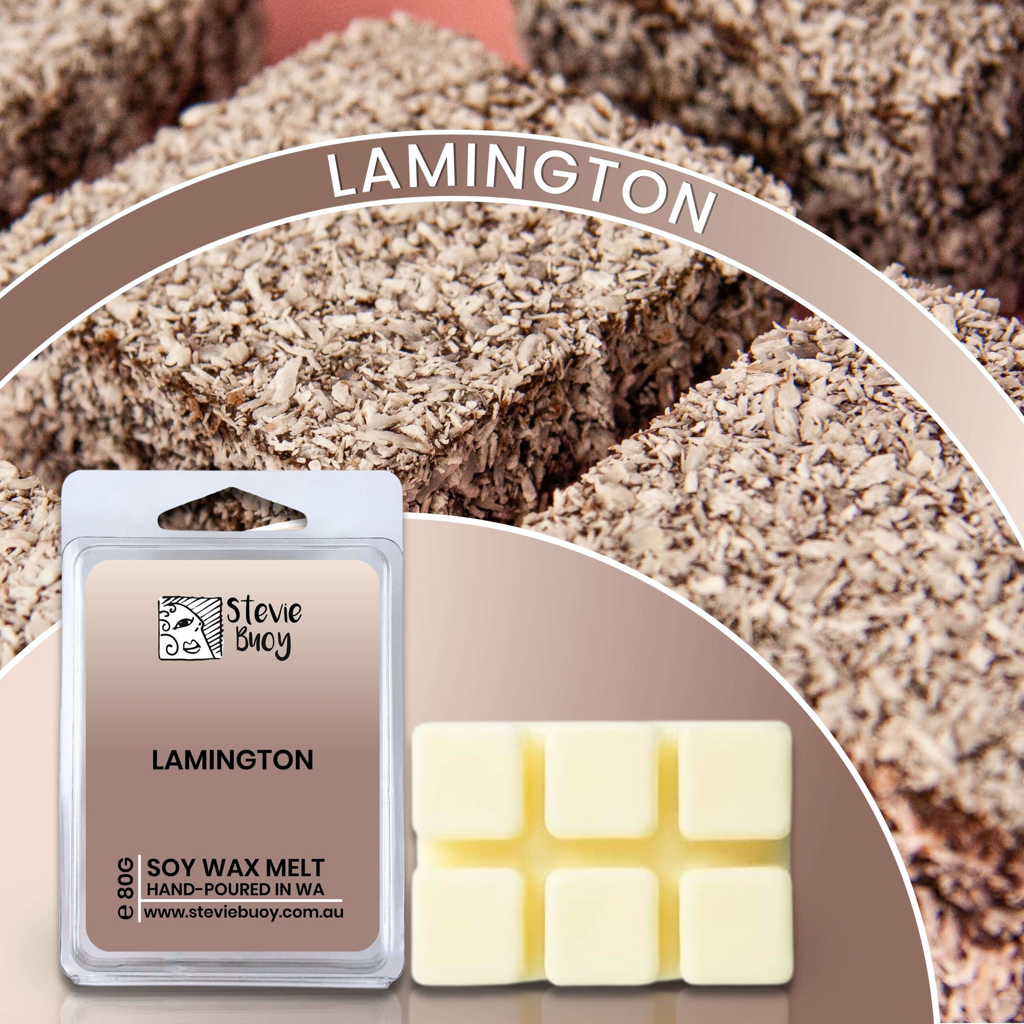 Lamington Clamshell Wax Melts - by Stevie Buoy