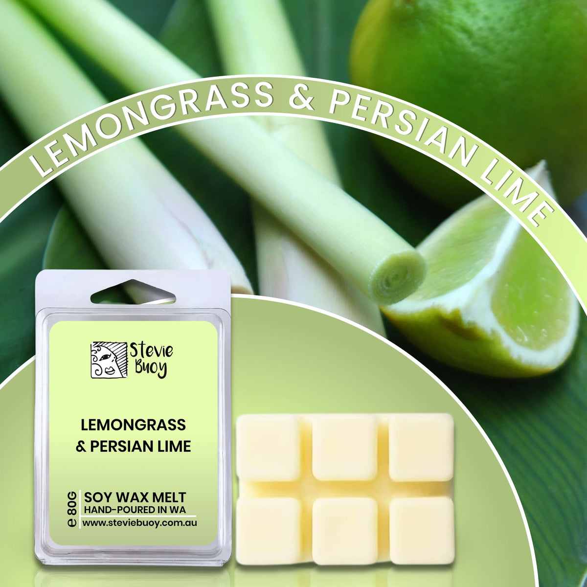 Lemongrass &amp; Persian Lime Clamshell Wax Melts - by Stevie Buoy