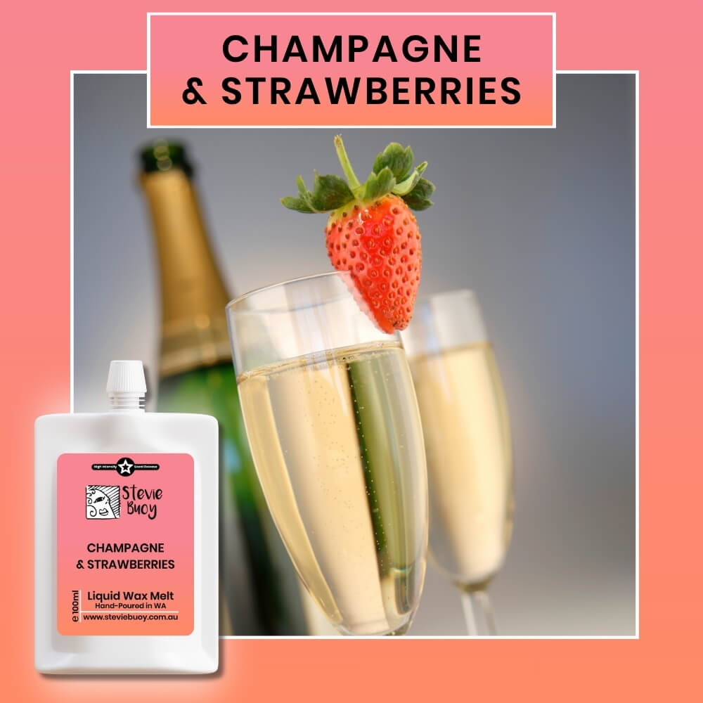 Liquid Wax Melts - Champagne & Strawberries by Stevie Buoy ?? Shop now!!