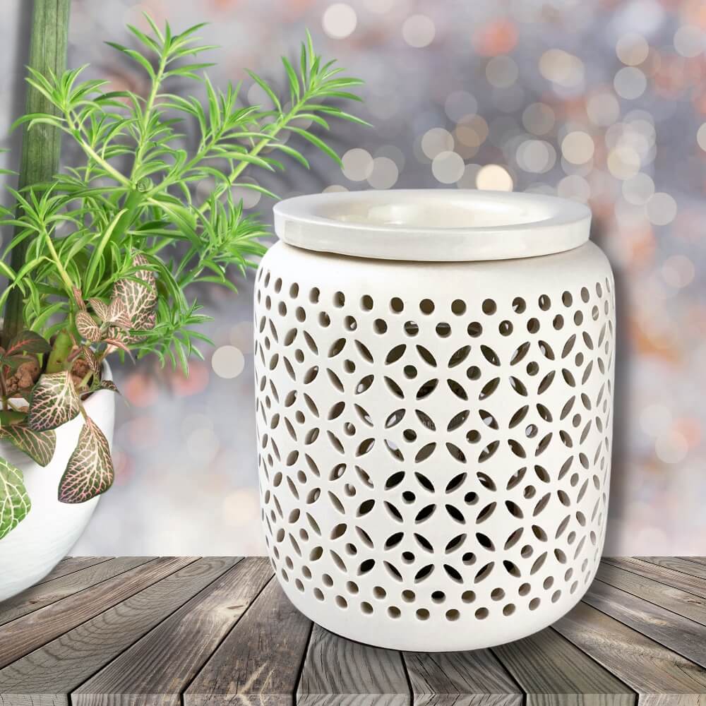 Marrakech Ceramic Wax Warmer - White - by Stevie Buoy