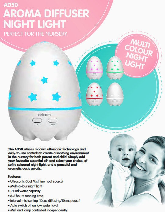 Oricom Aroma Diffuser Humidifier & Night Light Baby Kids Room Ad50 - by Stevie Buoy