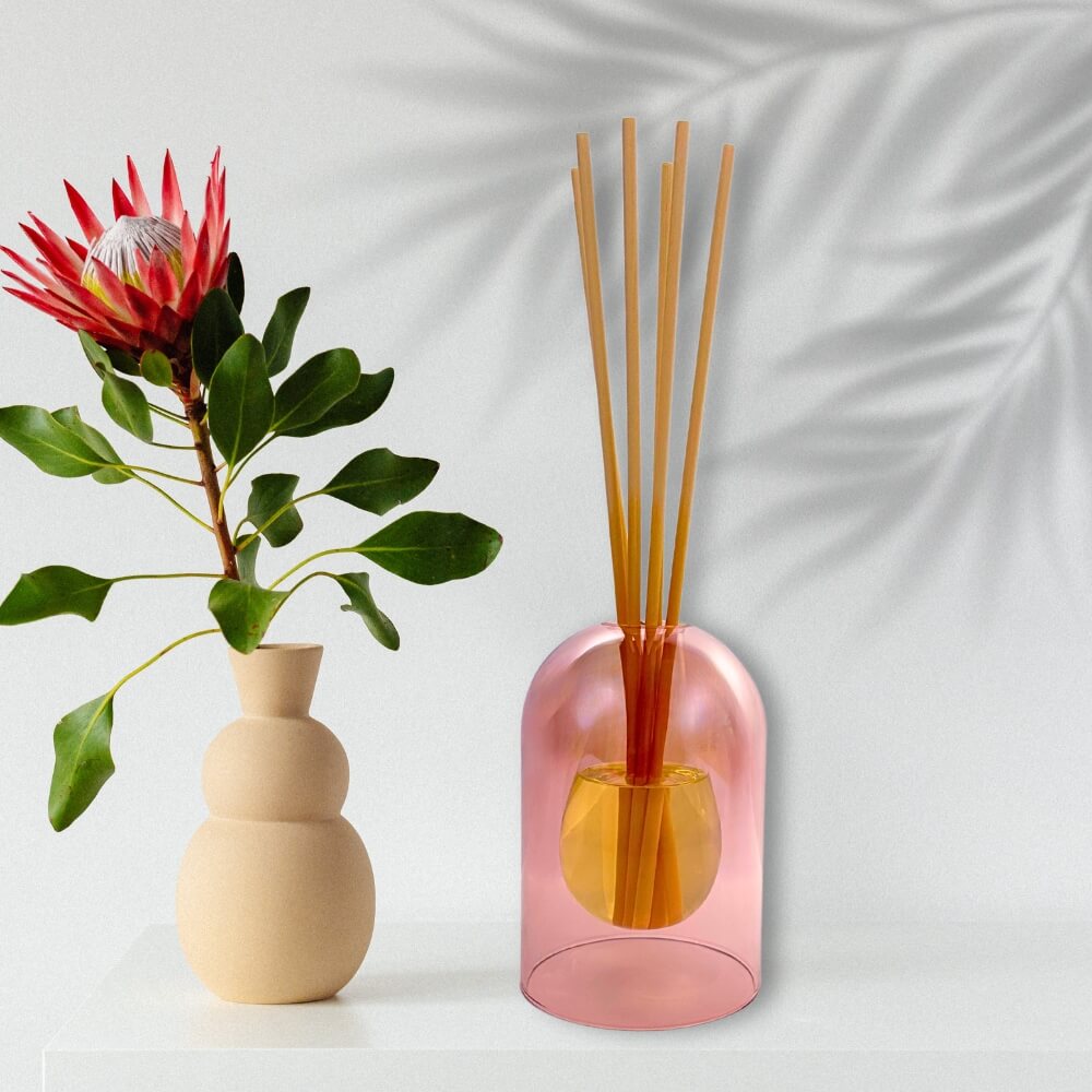 Pink Aqua Glass Reed Diffuser - 200ml by Stevie Buoy