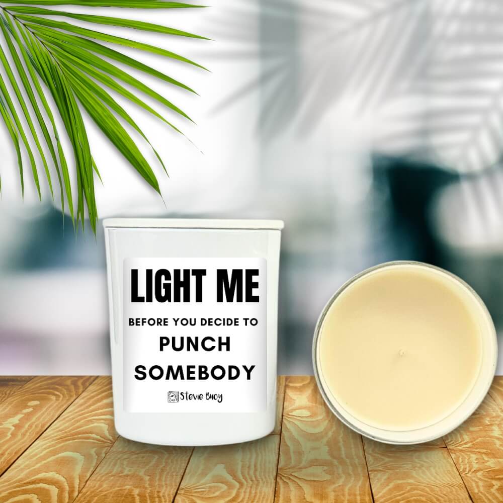 Punch Somebody Naughty Candle - Medium by Stevie Buoy