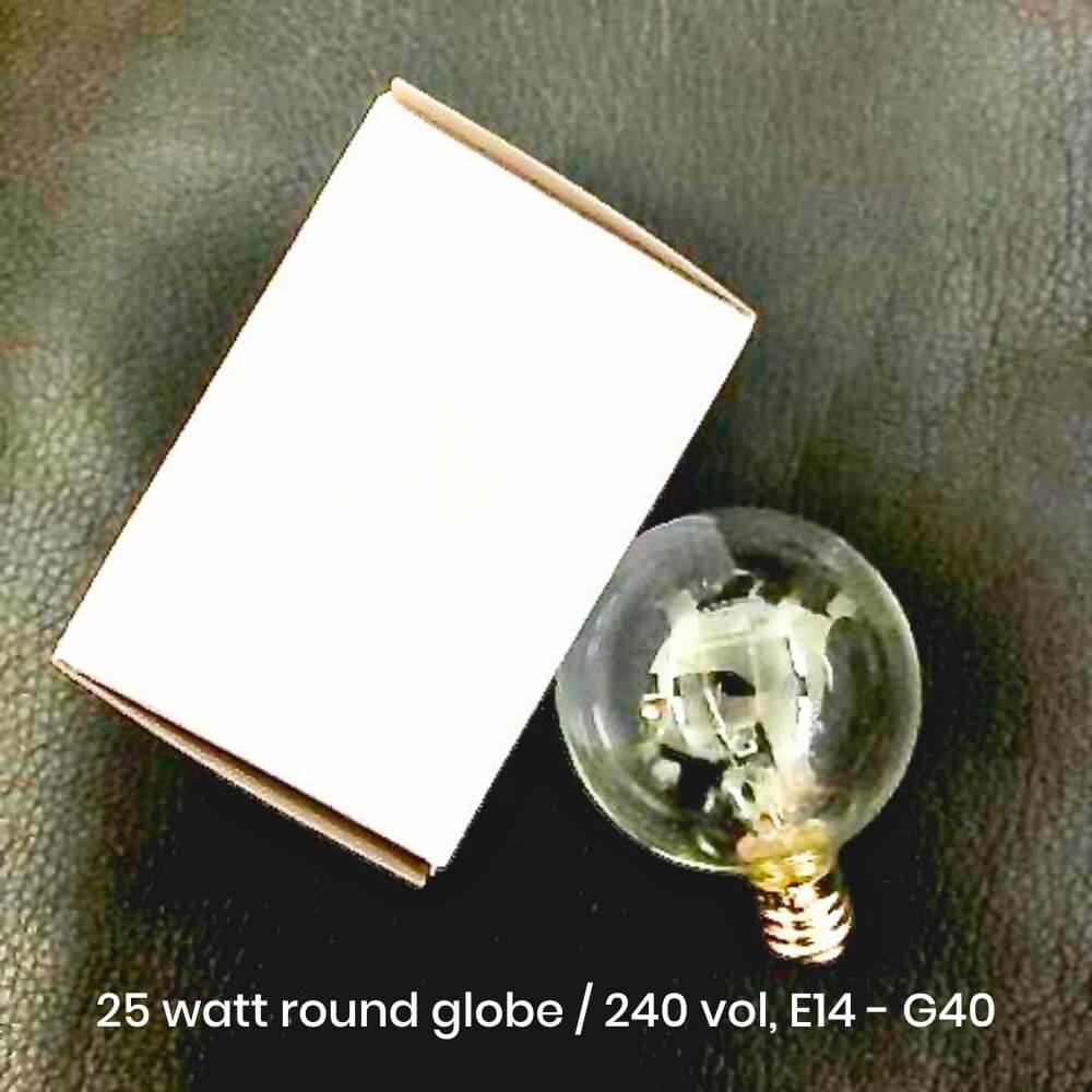 Replacement Globes for Wax Warmer - 25 Watt / E14- G40 Round Globe by Stevie Buoy