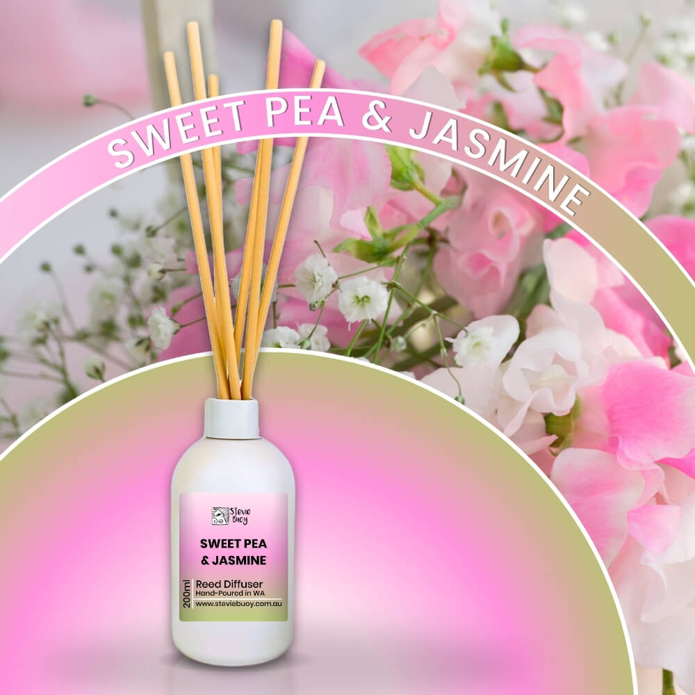 Sweet Pea &amp; Jasmine Reed Diffuser - 200ml by Stevie Buoy