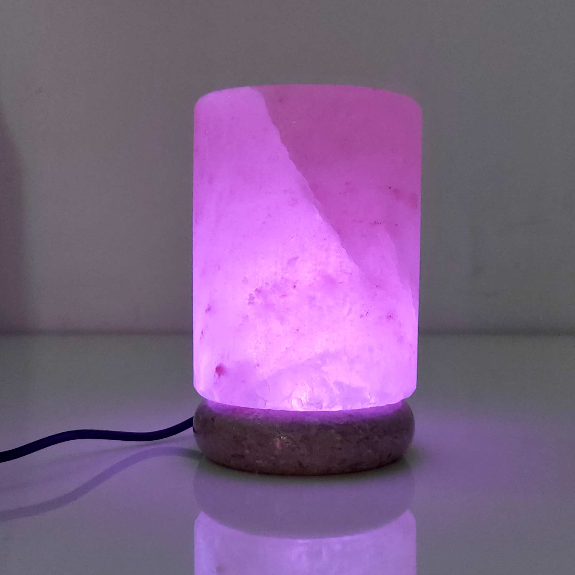 Usb Colour Changing Salt Himalayan Lamp - Cylinder Shape Pink Rock Led Light - by Stevie Buoy