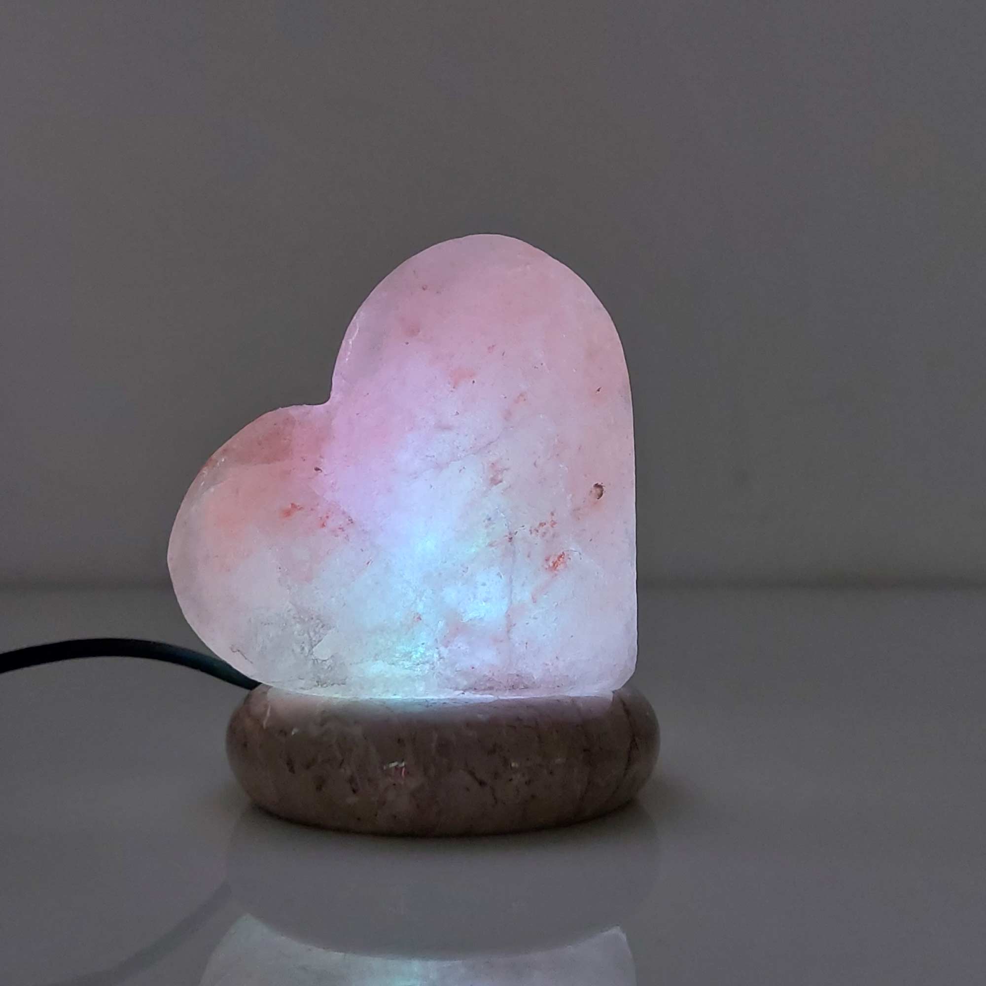 Usb Colour Changing Salt Himalayan Lamp - Heart Love Shape Pink Rock Led Light - by Stevie Buoy