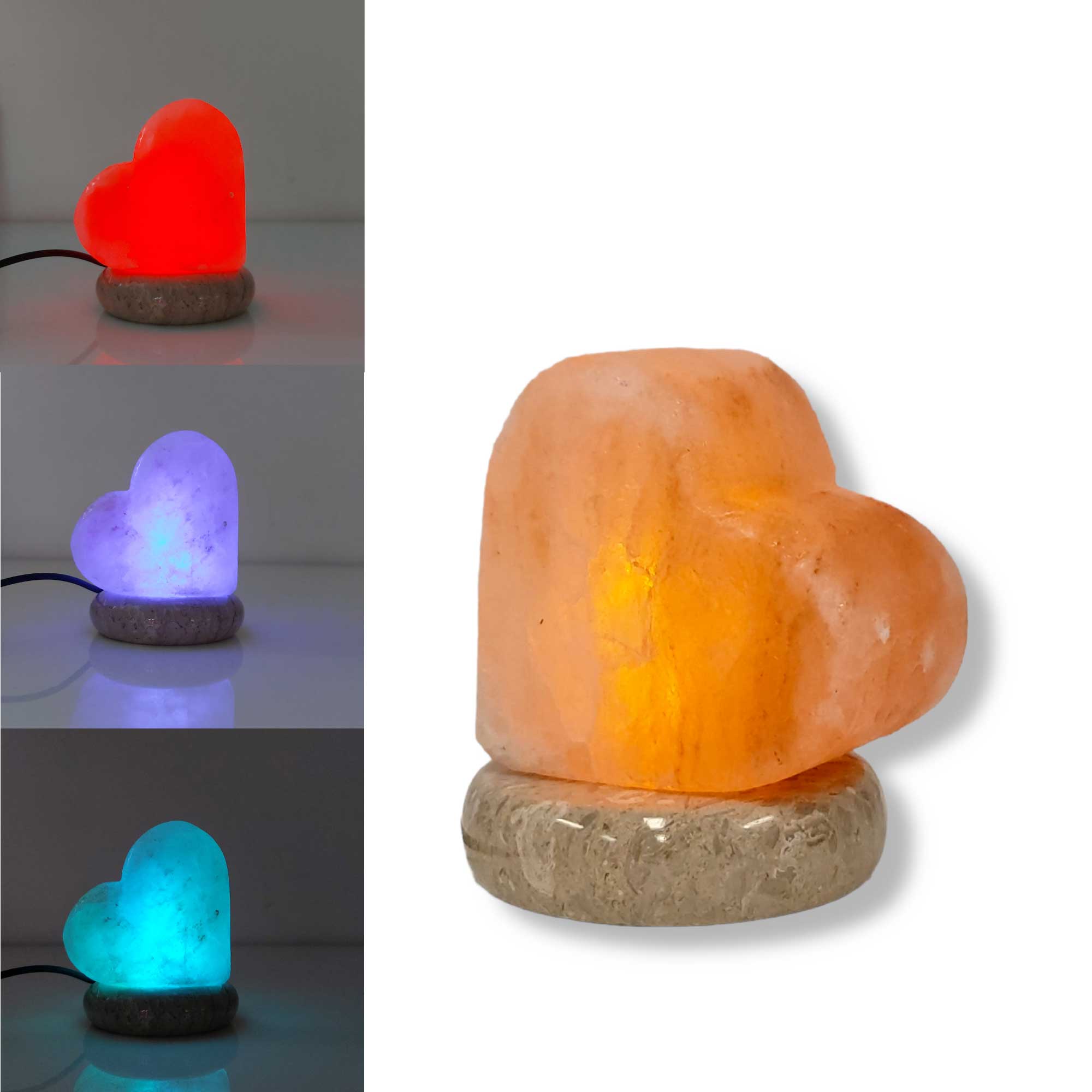 Usb Colour Changing Salt Himalayan Lamp - Heart Love Shape Pink Rock Led Light - by Stevie Buoy