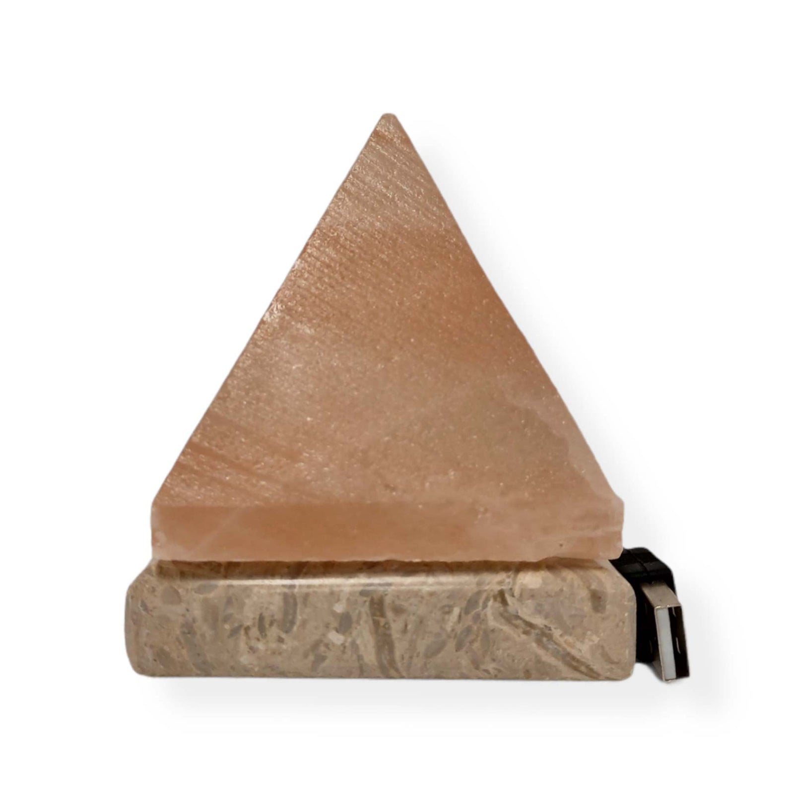 Usb Himalayan Salt Lamp - Pyramid Triangle Carved Shape Pink Crystal Rock Light - by Stevie Buoy