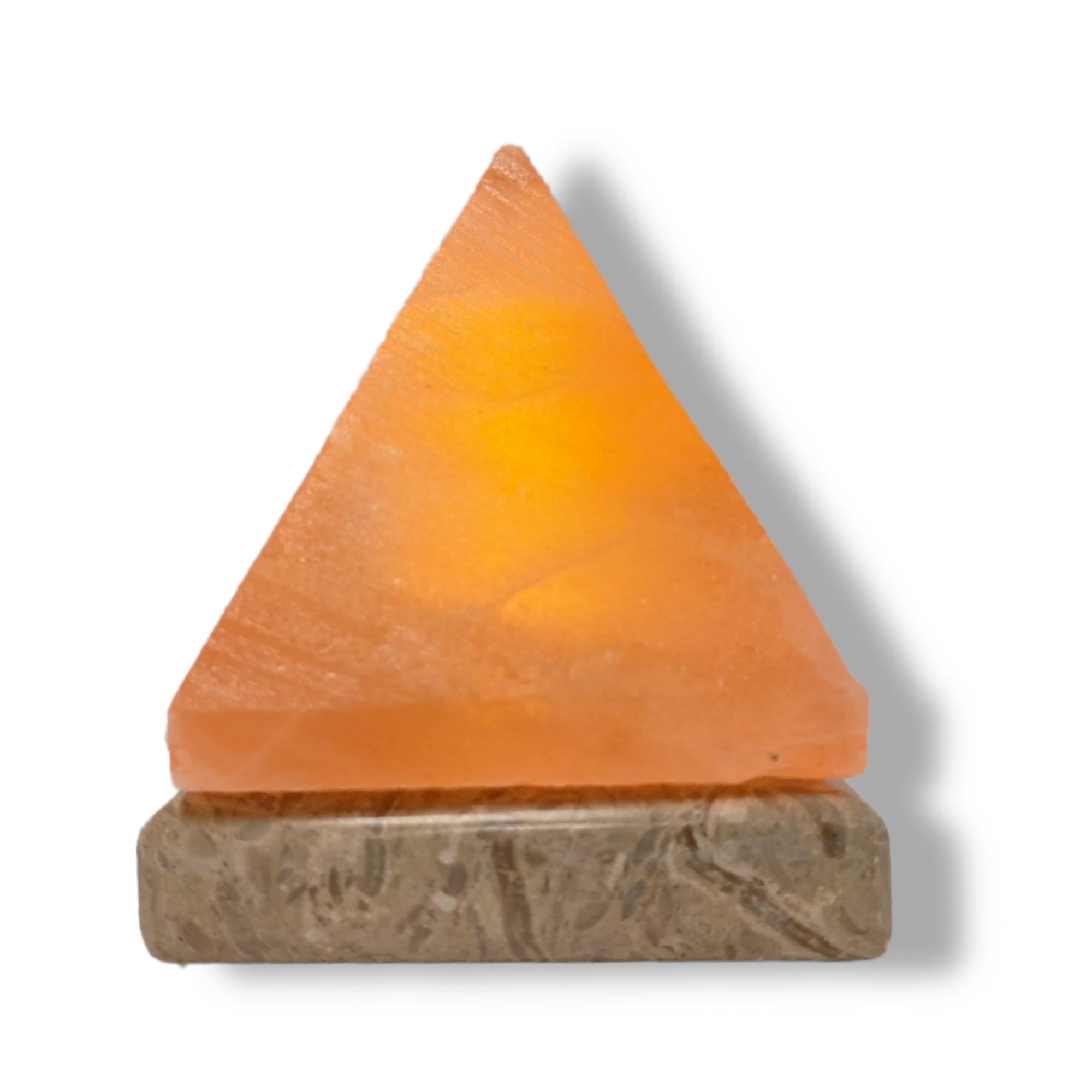 Usb Himalayan Salt Lamp - Pyramid Triangle Carved Shape Pink Crystal Rock Light - by Stevie Buoy