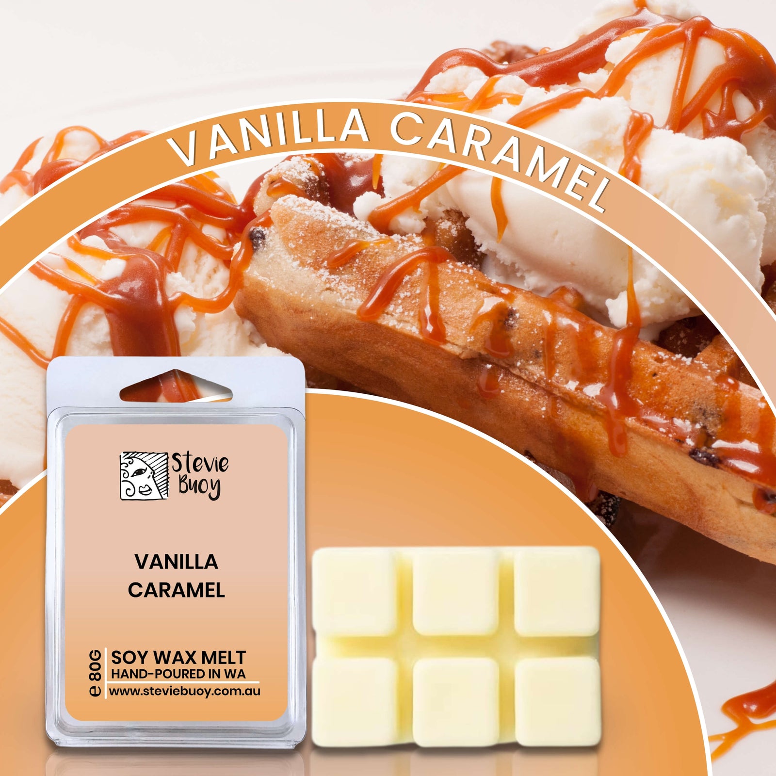 Vanilla Caramel Clamshell Wax Melts - by Stevie Buoy